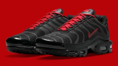 Photo of The Nike Air Max Plus Gets Suited In Black Reflective Uppers And Bold Red Accents