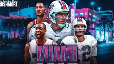 Photo of Miami Mount Rushmore of Sports: Dan Marino, Dwyane Wade, Bob Griese, Alonzo Mourning voted best of the best