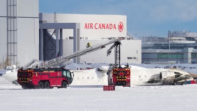 Photo of 15 people injured after Delta plane landing at Toronto airport overturns