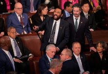 Photo of Democratic representatives react to the House censuring Rep. Al Green