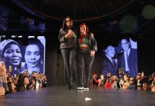 Photo of Daughters of Martin Luther King Jr. and Malcolm X walk in Actively Black Fashion Week show